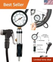 Universal Bicycle Tire Inflator with Auto-Select Valve - Accurate Pressure Gauge