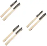 Ciieeo 3sets Heatproof Wooden Handle Pizza Stone Cleaner Scraper Brush Wire Brush for Kitchen BBQ 2pcs*3