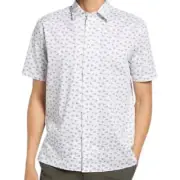 Ted Baker Revisin Paper Plane Short Sleeve Slim Fit Button Up Shirt White Size 7