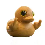 Handmade Wooden Middle Finger Duck Figurine, Funny Mini Duck Statue for Home, Office, Car Decor,8 x 7.6 x 7.3 cm