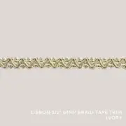 50 YARDS / Lisbon 1/2" Gimp Braid Tape Trim Ivory / By the bolt