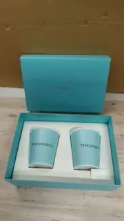 TIFFANY&Co. Pair Glasses Cup Set Tableware Tiffany Blue - Good Condition Unused