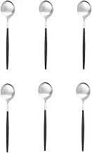 Tea Spoon Dessert Spoons 6Pcs Matte Stainless Steel Teaspoon for Dessert Ice Cream Stirring Coffee Small Spoons Kitchen Accessories Mini Gold Spoon Set 6Pcs Black Silver
