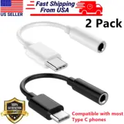 2 Pack USB-C Type C Adapter to 3.5mm Aux Jack Headphone for Samsung for iPhone