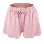 1Pcs Women Flowy Running Shorts Pink Size L