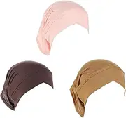 [CENZICOM] Muslim Inner Hijab Caps, Full Coverage Undercap, Breathable Stretchy Bonnet, 3 Pack