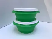 New Tupperware 2 piece Servalier green bowl set
