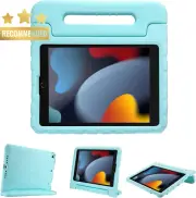 iPad Case 10.2"/10.5", Kids, Shockproof, Stand, Handle, Lightweight, Aqua