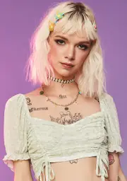 Double Daring Floral Mesh Crop Top