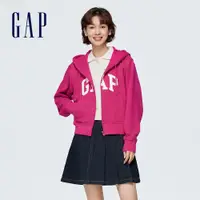 在飛比找蝦皮商城優惠-Gap 女裝 Logo連帽外套 碳素軟磨法式圈織系列-深粉色