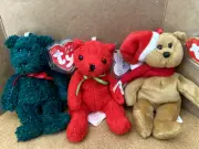 Mint Ty Beanie Baby Mistletoe, 1997 & 2001 Holiday Teddy Jingle Beanies