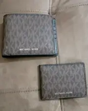 NWT Michael Kors Brown/Black Mens Billfold Wallet Set