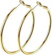 [GSLAOZ] Gold Hoop Earrings,18K Gold Plated Rounded Hoops Earrings for Women