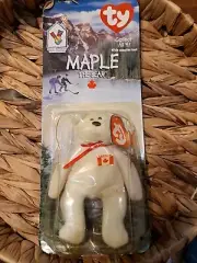 Maple The Bear 1999 McDonald's Ty Beanie Baby RARE ERRORS, Open Back