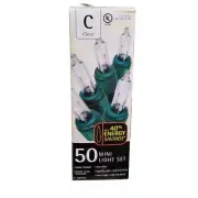 50 Warm White Clear Mini String Lights Christmas Green Wire Indoor NIB