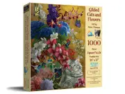 SunsOut Gilded Cats & Flowers Jigsaw Puzzle 1000 Pieces (SUN67796)