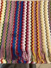 MISSONI Wool Blend Signature Chevron Zig Zag Multi-Color Fringe Scarf NWT