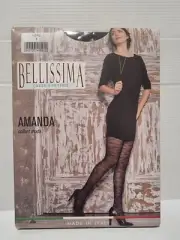 BELLISSIMA AMANDA FLORAL PATTERNED STOCKINGS - SIZE 3 Nero Made in Italy