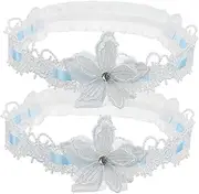 [DEARMAMY] Secure Fit Bridal Leg Lace Floral Elastic Leg Women's Wedding Garters for Bridal Party Special Occasions