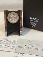WMC Switzerland International Time Pieces Desk Clock Crome & Matte Black Box