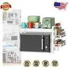 Elegant Over-The-Microwave Shelf: Adjustable Storage Rack with Spice Compartment