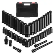 45PCS 1/2” Drive Metric Impact Socket Set, Deep & Shallow Socket Set with Ext...