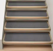 Set of 15 ATTACHABLE Carpet Stair Treads 8"x27" GRAY runner rugs