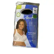 Playtex Bra 48C 18 Hour Black Front Close 4695 Wire Free Flex Back Elastic New