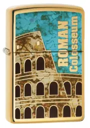 Zippo Roman Colosseum High Polish Brass Pocket Lighter 29497