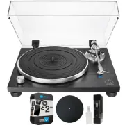Audio-Technica AT-LPW30BKR Belt-Drive Turntable+Cleaning & 2 Yr Warranty Bundle