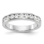 0.77ct. CZ Solid Real 14K White Gold 11-2.6mm Stone Channel Wedding Band Ring