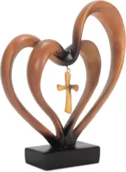 Dicksons It Takes Three Heart and Cross Brown 8.5 x 9.5 Resin Stone