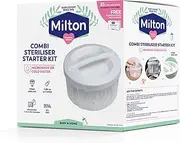 Milton 2 in 1 Combi Steriliser Starter Kit | Use in Microwave in 2 mins |Cold Water Method sterilises in 15 mins | Unique Safety Vent Technology