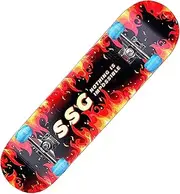 Sports Adult Skateboard, (Hellfire Pattern) Professional Four-Wheeled 31-inch A-Class Maple Double-Climbing Road Skateboard Suitable for Young Adults