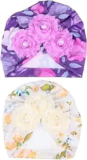 [VALICLUD] 2 Pcs Newborn Turban Hats Toddler Hat for Baby Boys and Girls Cap Warm Elastic Fabric Baby Bonnet for Boys/Girls for Parties Photo Shoots