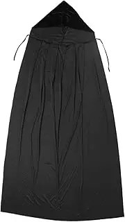 Hooded Cloak for Halloween Adult Cape for Cosplay Grim Reaper Vampire Witch Costume for Men and Women Black