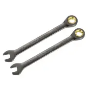 2pcs 7/16" Ratcheting Combination Wrench SAE 90 Teeth 12 PT Ratchet Spanner
