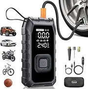 Tire Inflator Portable Air Compressor, 2X Faster Inflation Cordless Air Compressor, 20000mAh & 180PSI & Dual Cylinder, Electric Air Pump for Heavy-Duty Vehicles, Car, Motorcycle, Bike, Ball