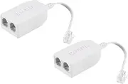 uxcell in-Line DSL Splitter Filter, 6P2C 2 Way Socket Adapter Phone Line Splitter for Telephone, Fax Machine White 2 Pack