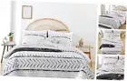 Boho Bedding Bedspreads Queen Size,3 PCS Bohemian Queen / Full White Geometry