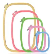 FVIEXE 5PCS Square Embroidery Hoops Set Rectangular, ABS Plastic Cross Stitch...