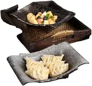 Japanese-Style Ceramic Bowls and Plates, Household s, Plates, Irregular coarse Pottery Dining Utensils. Kitchen Accessories 日式陶瓷碗盘、家用餐具、盘子、不规则粗陶餐具。/543