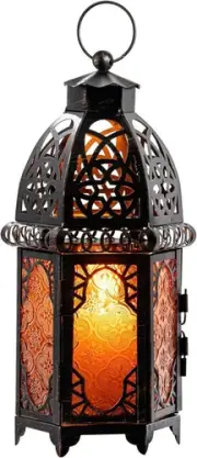 Vintage Candle Lantern, Moroccan Style Decorative Hanging Lantern, Metal