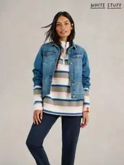 White Stuff Green 100% Cotton Stripe Half Zip Sweater (F67094) | $136