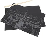 2pcs City Night View Cards Pranks Scratch Drawing Paper DIY Scratch Paper Home Decor Present for Boys and Girls