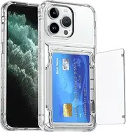for iPhone 11 Pro Max Case with Card Holder (Store 4 Cards) Clear Wallet Case Anti-Yellow Anti-Scratch Heavy Duty Protective Shockproof Hidden Card Slot Phone Case for iPhone 11 Pro Max,Clear