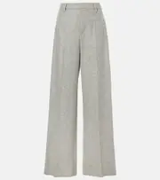 [Brunello Cucinelli] Brunello Cucinelli Wool and cashmere flannel wide-leg pants AU 16 grey