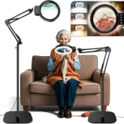 30X 10X Large Floor Magnifying Glass with Light and Stand,72 LED Black