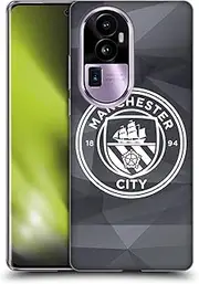 Head Case Designs Officially Licensed Manchester City Man City FC Black White Mono Badge Geometric Soft Gel Case Compatible with Oppo Reno10 Pro+