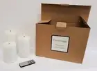 Set of 3 LED Color Change Flameless Ivory Wax Candles Remote 4" 5" 6" Xmas Decor
